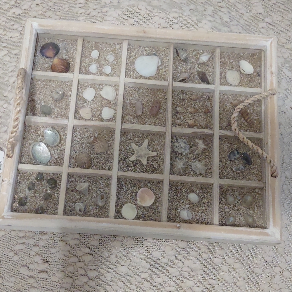 Coastal shadow box table tray